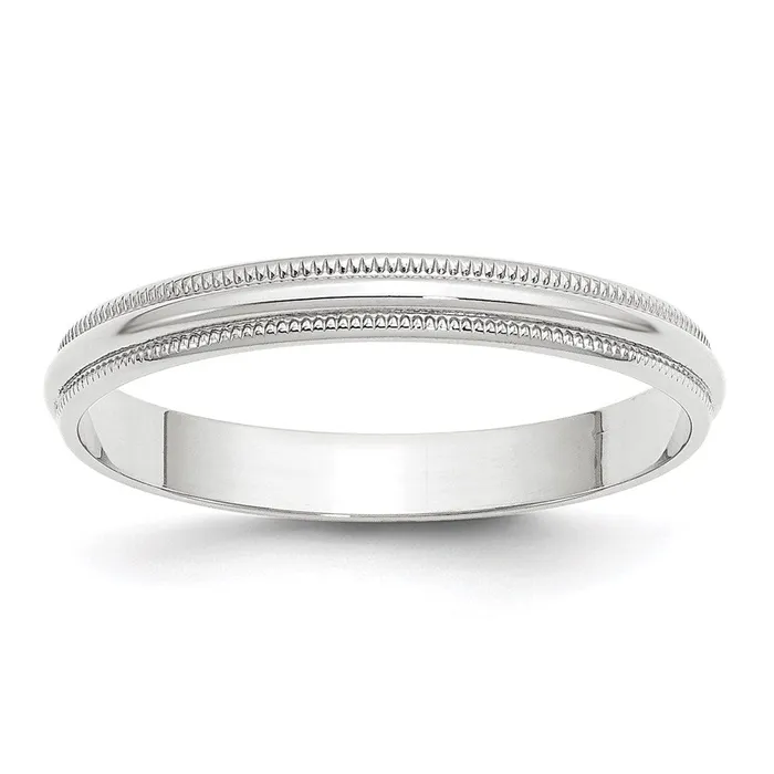 Goldia Rings Solid 14K White Gold 3mm Light Weight Milgrain Half Round MensWomens Wedding Band Ring Size 8 Goldia Rings Solid 14K White Gold 3mm Light Weight Milgrain Half Round MensWomens Wedding Band Ring Size 8