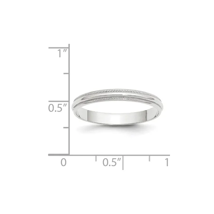 Goldia Rings Solid 14K White Gold 3mm Light Weight Milgrain Half Round MensWomens Wedding Band Ring Size 8 Goldia Rings Solid 14K White Gold 3mm Light Weight Milgrain Half Round MensWomens Wedding Band Ring Size 8
