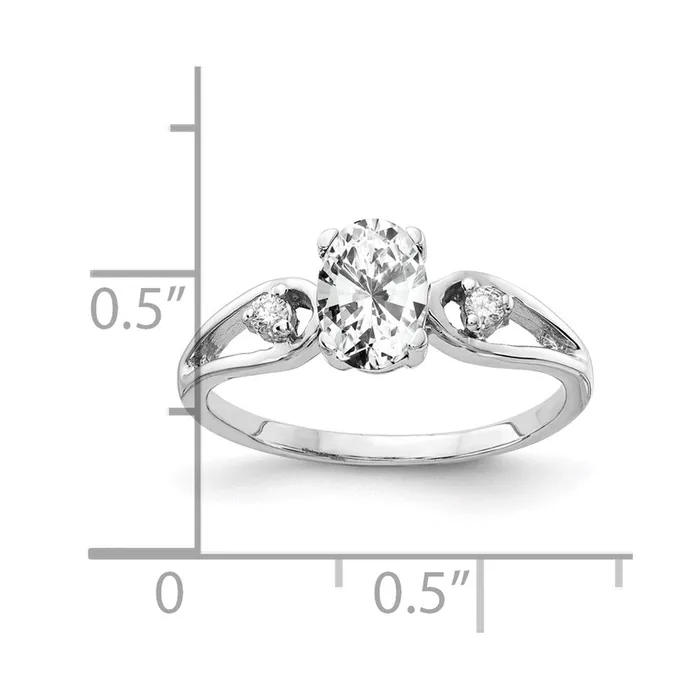 Goldia Rings Solid 14k White Gold 7x5mm Oval Cubic Zirconia A Simulated CZ Ring