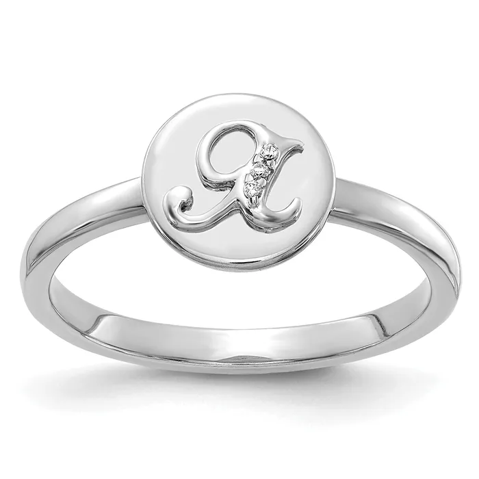 Goldia Rings Solid 14k White Gold Simulated CZ Initial X Ring