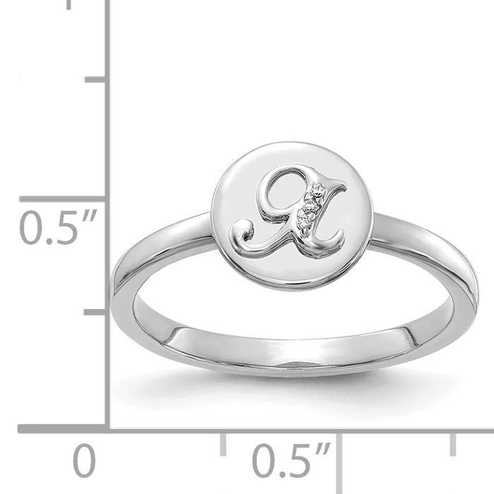 Goldia Rings Solid 14k White Gold Simulated CZ Initial X Ring