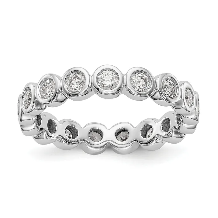 Goldia Rings Solid Real 14k White Gold Polished 1ct Bezel Set CZ Eternity Wedding Band Ring Goldia Rings Solid Real 14k White Gold Polished 1ct Bezel Set CZ Eternity Wedding Band Ring
