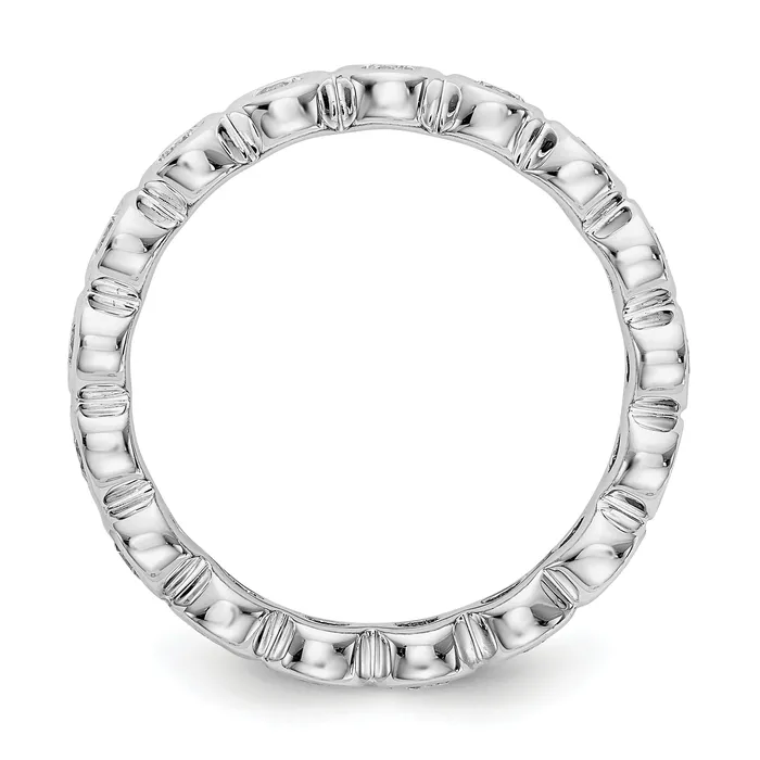 Goldia Rings Solid Real 14k White Gold Polished 1ct Bezel Set CZ Eternity Wedding Band Ring