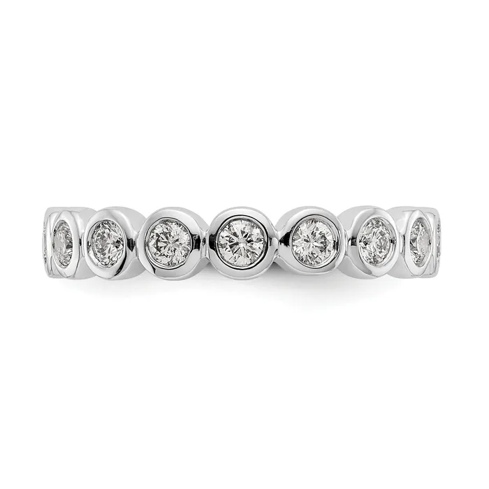Goldia Rings Solid Real 14k White Gold Polished 1ct Bezel Set CZ Eternity Wedding Band Ring