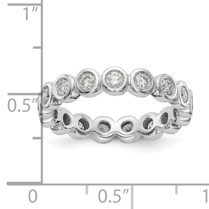 Goldia Rings Solid Real 14k White Gold Polished 1ct Bezel Set CZ Eternity Wedding Band Ring