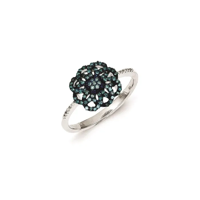 Goldia Rings Sterling Silver Blue Diamond Ring