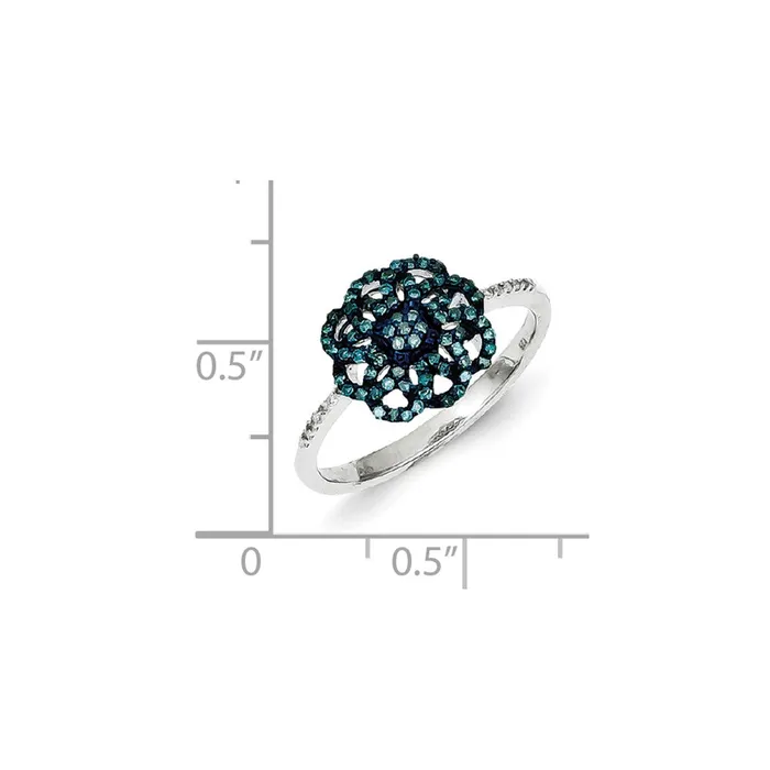 Goldia Rings Sterling Silver Blue Diamond Ring