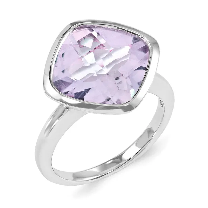 Goldia Sterling Silver Pink Quartz Ring Rings