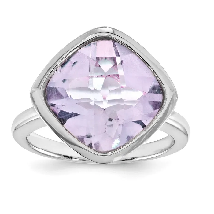 Goldia Sterling Silver Pink Quartz Ring Rings