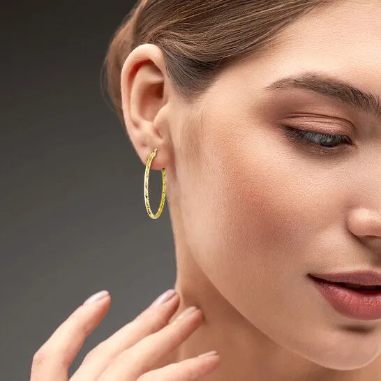 JMS always Earrings Original Amour 35mm Diamond Cut Hoop Earrings in 10k Yellow Gold JMS always Earrings Original Amour 35mm Diamond Cut Hoop Earrings in 10k Yellow Gold