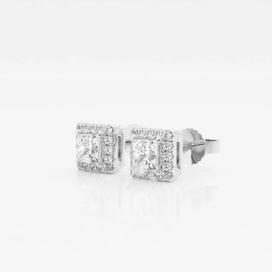 JMS always Earrings Original Brilliant Diamond 14KT White Gold 58 cttw PrincessCut Lab Grown Diamond Halo Stud Earrings for Women GVSSI GSI JMS always Earrings Original Brilliant Diamond 14KT White Gold 58 cttw PrincessCut Lab Grown Diamond Halo Stud Earrings for Women GVSSI GSI