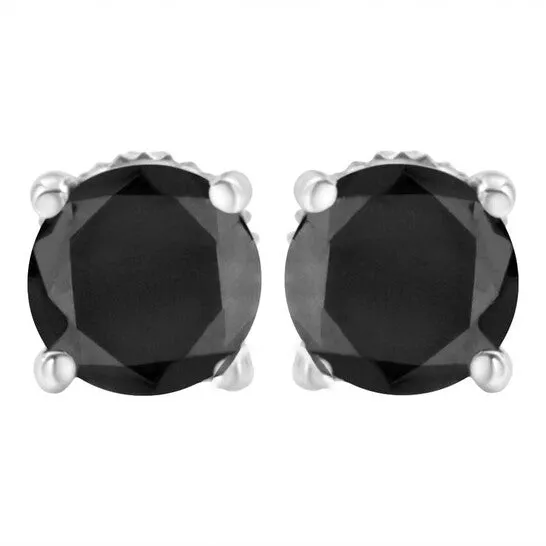 JMS always Earrings Original Haus of Brilliance Sterling Silver 12 cttw Black Diamond ScrewBack 4Prong Classic Stud Earrings ColorEnhanced I2I3 JMS always Earrings Original Haus of Brilliance Sterling Silver 12 cttw Black Diamond ScrewBack 4Prong Classic Stud Earrings ColorEnhanced I2I3