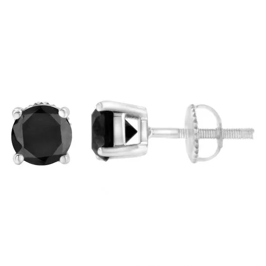 JMS always Earrings Original Haus of Brilliance Sterling Silver 12 cttw Black Diamond ScrewBack 4Prong Classic Stud Earrings ColorEnhanced I2I3 JMS always Earrings Original Haus of Brilliance Sterling Silver 12 cttw Black Diamond ScrewBack 4Prong Classic Stud Earrings ColorEnhanced I2I3