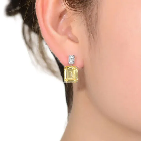 JMS always Earrings Original Megan Walford Sterling Silver Clear and Yellow Cubic Zirconia Drop Earrings JMS always Earrings Original Megan Walford Sterling Silver Clear and Yellow Cubic Zirconia Drop Earrings