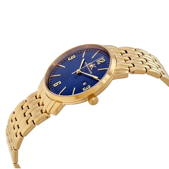 JMS always Original Adee Kaye Dome Blue Dial GoldTone Stainless Steel Unisex Watch AK8224LGBL Earrings JMS always Original Adee Kaye Dome Blue Dial GoldTone Stainless Steel Unisex Watch AK8224LGBL Earrings