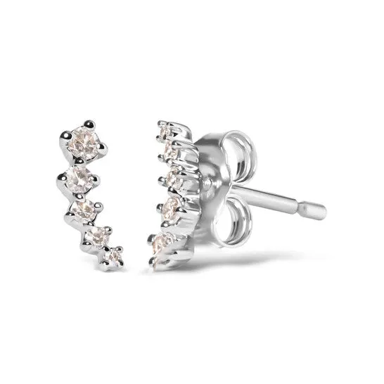 JMS always Original Haus of Brilliance 10K White Gold 110 Cttw Diamond Journey Style Climber Stud Earrings HI Color I1I2 Clarity Earrings JMS always Original Haus of Brilliance 10K White Gold 110 Cttw Diamond Journey Style Climber Stud Earrings HI Color I1I2 Clarity Earrings