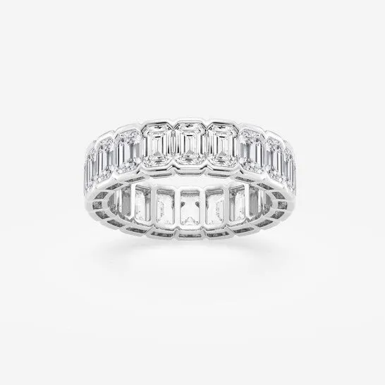 JMS always Rings Original Brilliant Diamond 4 cttw EmeraldCut Lab Grown Diamond Half Bezel Eternity Band in 14KT White Gold GVSSI