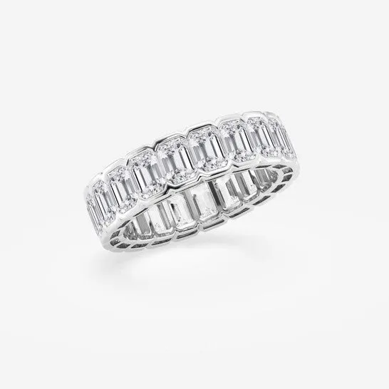 JMS always Rings Original Brilliant Diamond 4 cttw EmeraldCut Lab Grown Diamond Half Bezel Eternity Band in 14KT White Gold GVSSI JMS always Rings Original Brilliant Diamond 4 cttw EmeraldCut Lab Grown Diamond Half Bezel Eternity Band in 14KT White Gold GVSSI