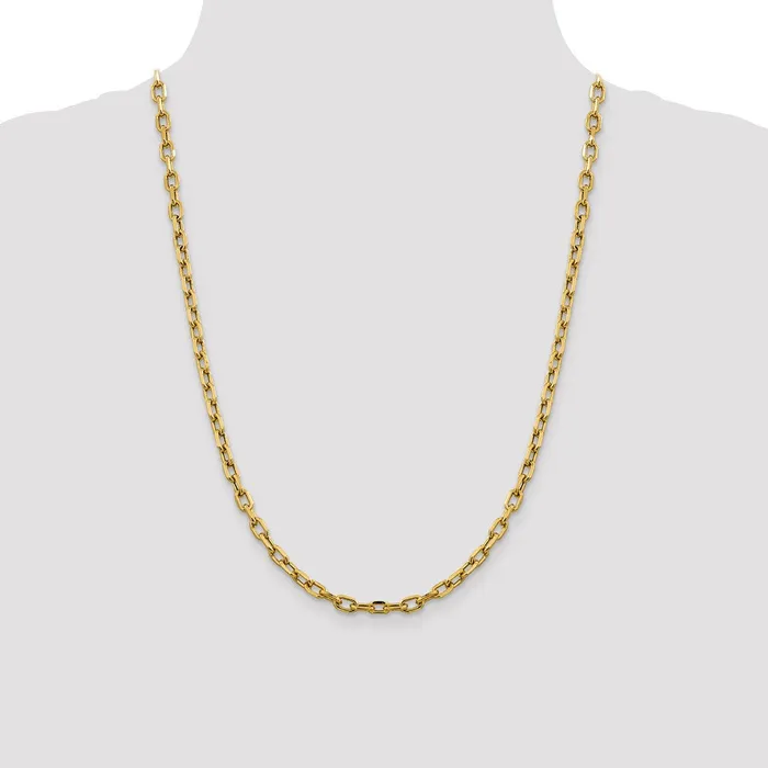 MDS Necklaces 14K Yellow Gold 24 inch 49mm SemiSolid Diamondcut Open Link Cable with Lobster Clasp Chain Necklace MDS Necklaces 14K Yellow Gold 24 inch 49mm SemiSolid Diamondcut Open Link Cable with Lobster Clasp Chain Necklace