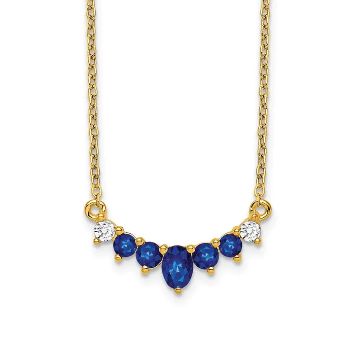 Necklaces 14K Yellow Gold Sapphire and Real Diamond 18 inch Necklace Goldia Necklaces 14K Yellow Gold Sapphire and Real Diamond 18 inch Necklace Goldia