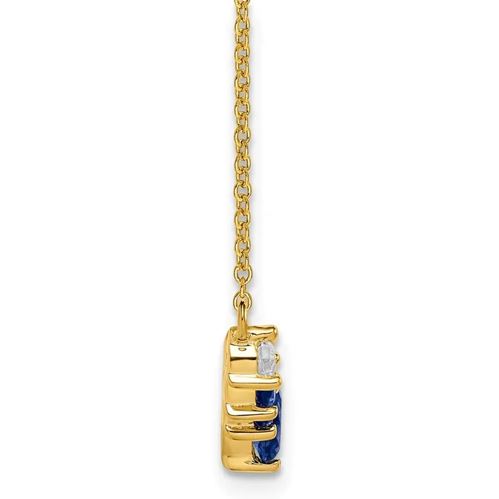 Necklaces 14K Yellow Gold Sapphire and Real Diamond 18 inch Necklace Goldia