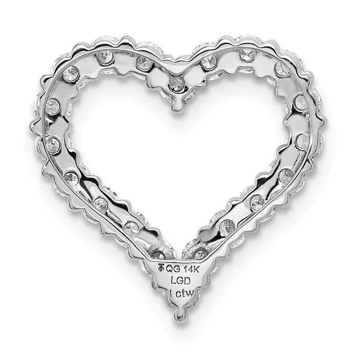 Necklaces Goldia 14k White Gold 1 Ct Lab Grown Diamond VSSI G Heart Chain Slide Pendant