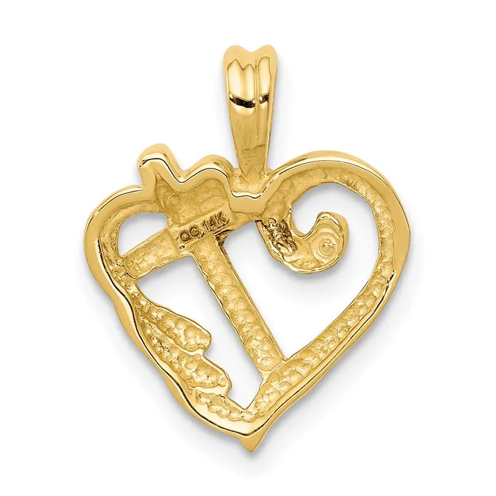 Necklaces Goldia 14K Yellow Gold AA Real Diamond Heart with Cross Pendant