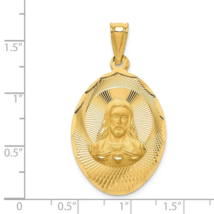 Necklaces Goldia 14k Yellow Gold Polished DC Sagrado Corazon Oval Pendant