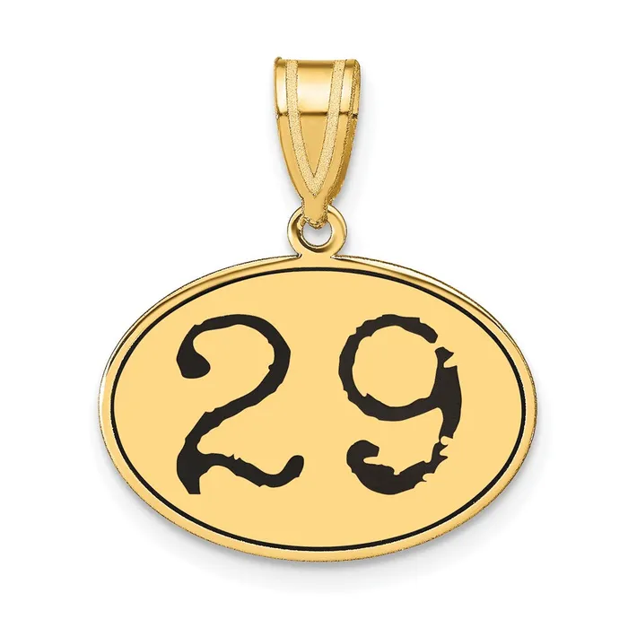 Necklaces Goldia 14k Yellow Gold Polished Number 29 Black Enamel Oval Pendant Necklaces Goldia 14k Yellow Gold Polished Number 29 Black Enamel Oval Pendant