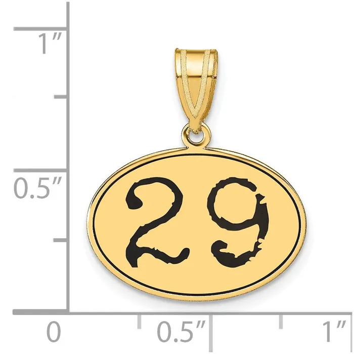 Necklaces Goldia 14k Yellow Gold Polished Number 29 Black Enamel Oval Pendant