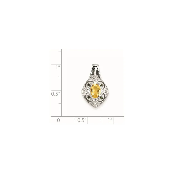 Necklaces Goldia Sterling Silver WhiteGreen Diamond u0026 Citrine Oval Pendant