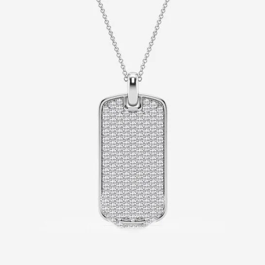 Original Brilliant Diamond 14K White Gold 1 12 ctw Round Lab Grown Diamond Dog Tag Fashion Pendant Necklace for Men FG VS2 JMS always Necklaces Original Brilliant Diamond 14K White Gold 1 12 ctw Round Lab Grown Diamond Dog Tag Fashion Pendant Necklace for Men FG VS2 JMS always Necklaces