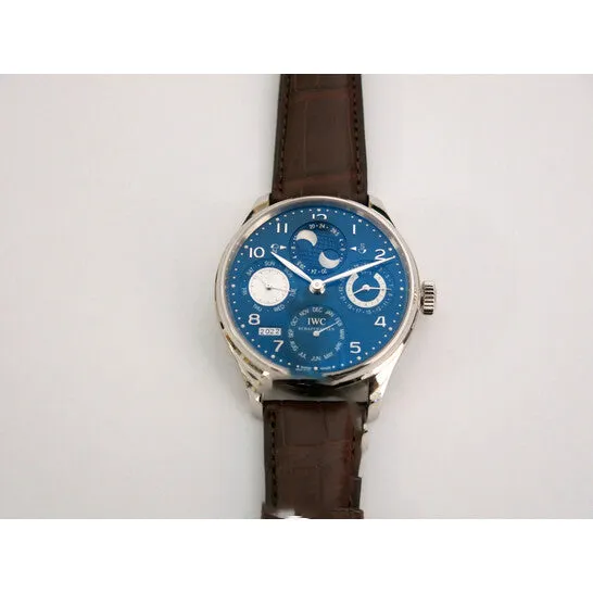 Original IWC Portuguese Perpetual Calendar Blue Dial 18kt White Gold Black Leather Mens Watch IW503203 JMS always Watches Original IWC Portuguese Perpetual Calendar Blue Dial 18kt White Gold Black Leather Mens Watch IW503203 JMS always Watches