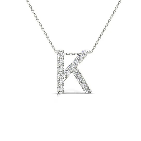 Original Maulijewels 012 Carat Natural Diamond Initial K Pendant Necklace In 14K White Gold With 18 Gold Cable Chain JMS always Necklaces Original Maulijewels 012 Carat Natural Diamond Initial K Pendant Necklace In 14K White Gold With 18 Gold Cable Chain JMS always Necklaces