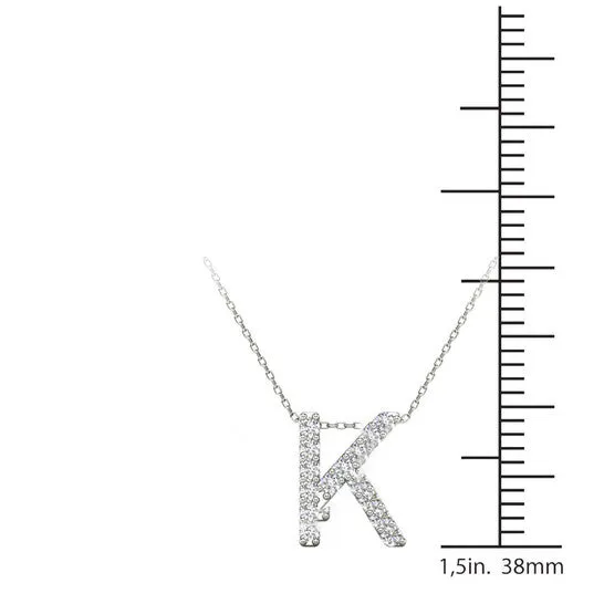 Original Maulijewels 012 Carat Natural Diamond Initial K Pendant Necklace In 14K White Gold With 18 Gold Cable Chain JMS always Necklaces Original Maulijewels 012 Carat Natural Diamond Initial K Pendant Necklace In 14K White Gold With 18 Gold Cable Chain JMS always Necklaces