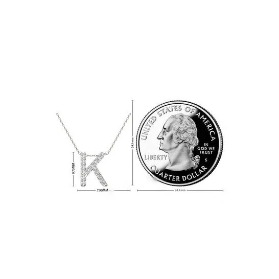 Original Maulijewels 012 Carat Natural Diamond Initial K Pendant Necklace In 14K White Gold With 18 Gold Cable Chain JMS always Necklaces Original Maulijewels 012 Carat Natural Diamond Initial K Pendant Necklace In 14K White Gold With 18 Gold Cable Chain JMS always Necklaces