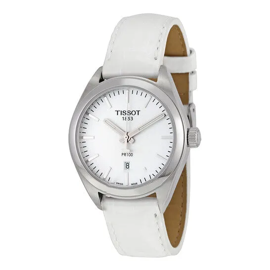 Original Tissot PR100 White Dial White Leather Ladies Watch T1012101603100 JMS always Watches Original Tissot PR100 White Dial White Leather Ladies Watch T1012101603100 JMS always Watches