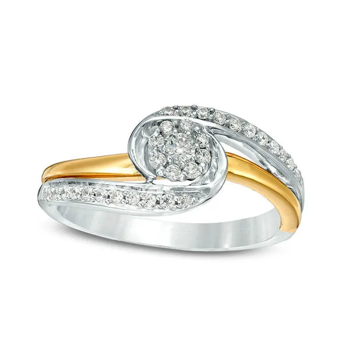Rings 025 CT TW Natural Diamond Frame Bypass Promise Ring in Sterling Silver and Solid 10K Yellow Gold Goldia Rings 025 CT TW Natural Diamond Frame Bypass Promise Ring in Sterling Silver and Solid 10K Yellow Gold Goldia