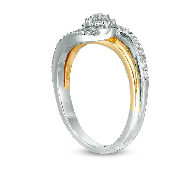 Rings 025 CT TW Natural Diamond Frame Bypass Promise Ring in Sterling Silver and Solid 10K Yellow Gold Goldia Rings 025 CT TW Natural Diamond Frame Bypass Promise Ring in Sterling Silver and Solid 10K Yellow Gold Goldia