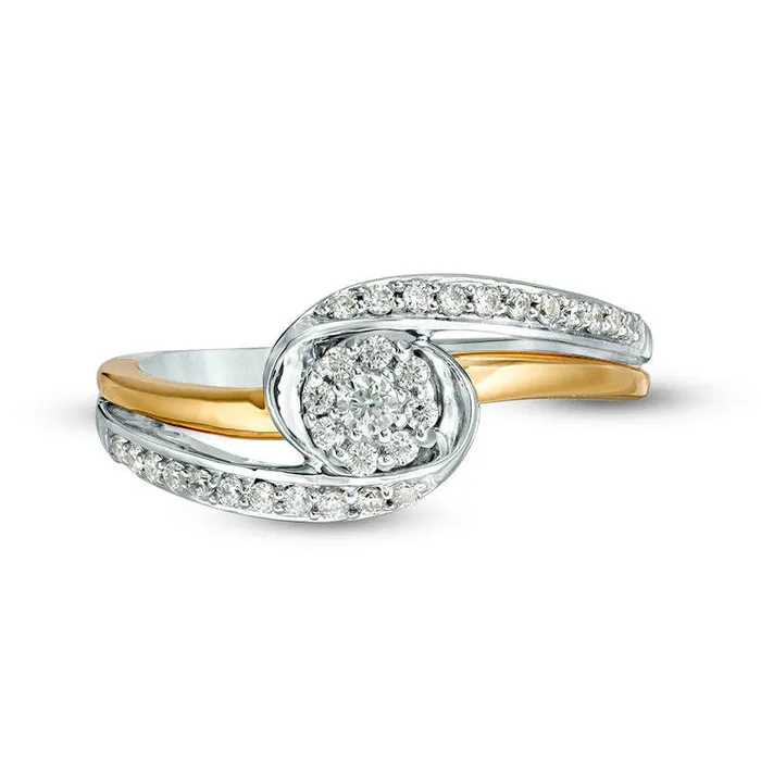 Rings 025 CT TW Natural Diamond Frame Bypass Promise Ring in Sterling Silver and Solid 10K Yellow Gold Goldia Rings 025 CT TW Natural Diamond Frame Bypass Promise Ring in Sterling Silver and Solid 10K Yellow Gold Goldia