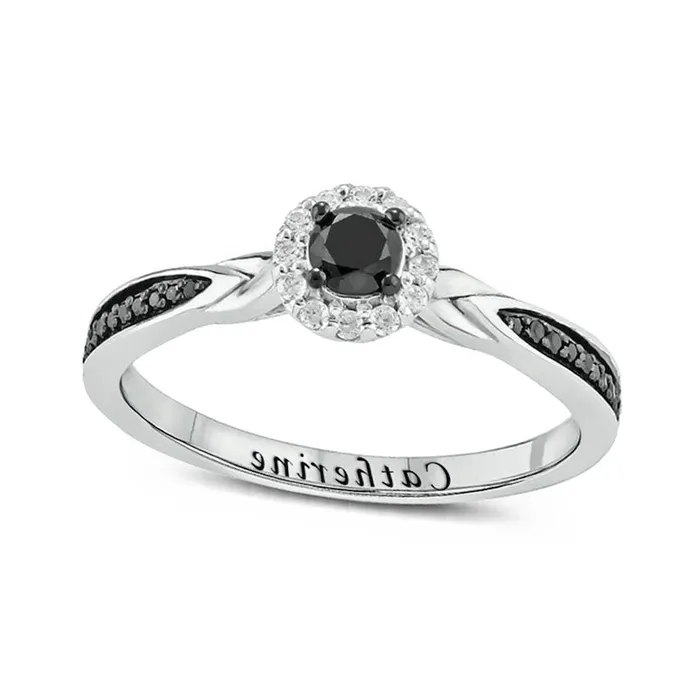 Rings 033 CT TW Enhanced Black and White Natural Diamond Frame Braid Shank Engravable Promise Ring in Solid 10K White Gold 1 Line Goldia Rings 033 CT TW Enhanced Black and White Natural Diamond Frame Braid Shank Engravable Promise Ring in Solid 10K White Gold 1 Line Goldia