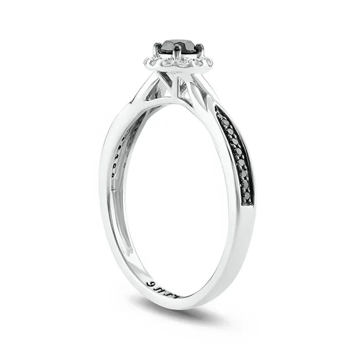 Rings 033 CT TW Enhanced Black and White Natural Diamond Frame Braid Shank Engravable Promise Ring in Solid 10K White Gold 1 Line Goldia Rings 033 CT TW Enhanced Black and White Natural Diamond Frame Braid Shank Engravable Promise Ring in Solid 10K White Gold 1 Line Goldia