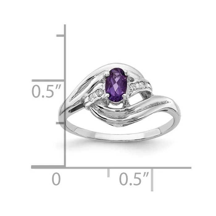 Rings 14k White Gold Amethyst Real Diamond ring Goldia
