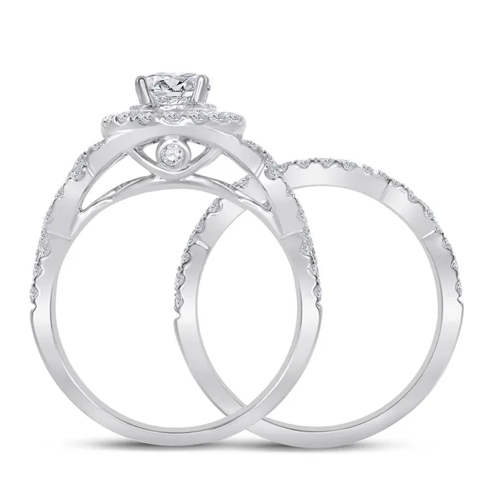 Rings 14k White Gold Round Diamond Bridal Wedding Ring Set 2 Cttw Certified gndatlanta