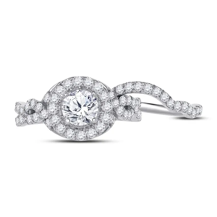 Rings 14k White Gold Round Diamond Bridal Wedding Ring Set 2 Cttw Certified gndatlanta