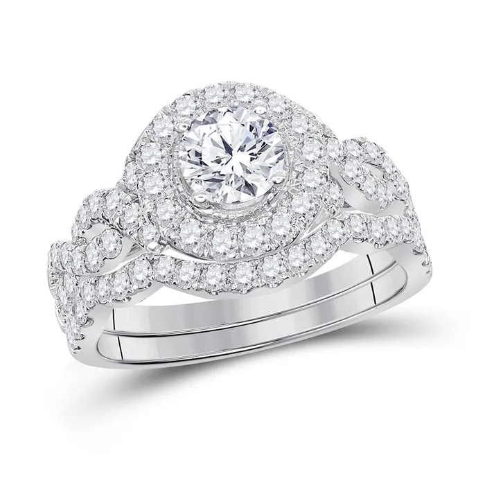 Rings 14k White Gold Round Diamond Bridal Wedding Ring Set 2 Cttw Certified gndatlanta