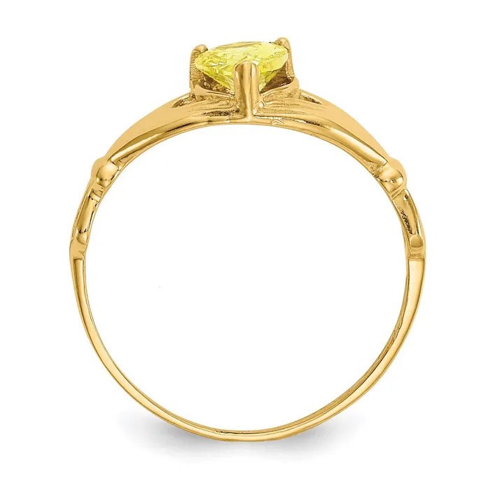 Rings 14K Yellow Gold CZ November Birthstone Claddagh Heart Ring Goldia