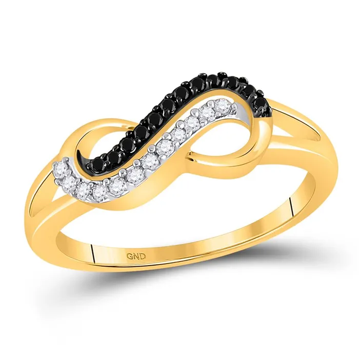 Rings gndatlanta 10k Yellow Gold Round Black Diamond Infinity Ring 16 Cttw Rings gndatlanta 10k Yellow Gold Round Black Diamond Infinity Ring 16 Cttw