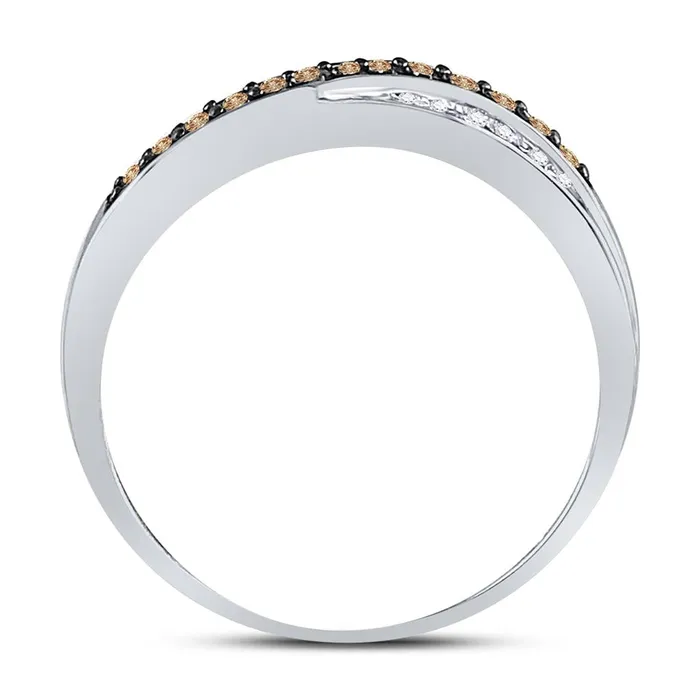 Rings gndatlanta 10k Yellow Gold Round Brown Diamond Band Ring 14 Cttw