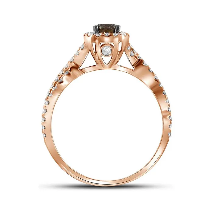 Rings gndatlanta 14k Rose Gold Round Brown Diamond Bridal Wedding Ring Set 1Cttw